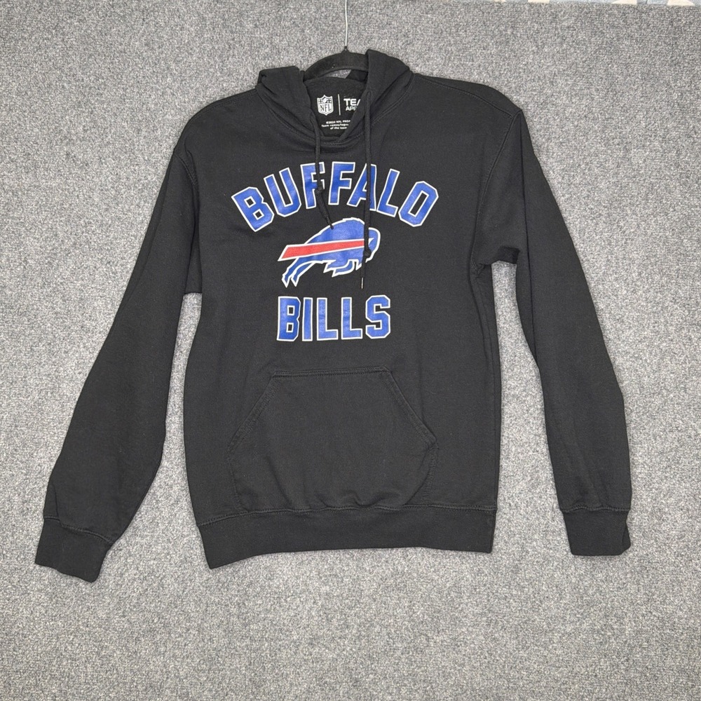 NFL Team Apparel Buffalo Bills Hoodie Men Small S Black Arch Pullover Sweatshirt - Picture 1 of 7